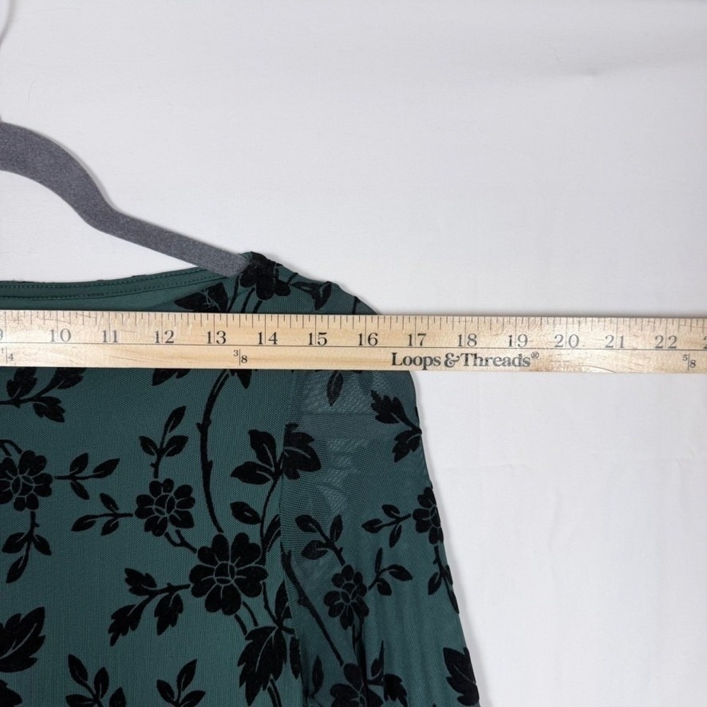 Pretty Garden Maxi Dress S Green Velvet Burnout Long Bell Sleeve Whimsigoth - Picture 9 of 14